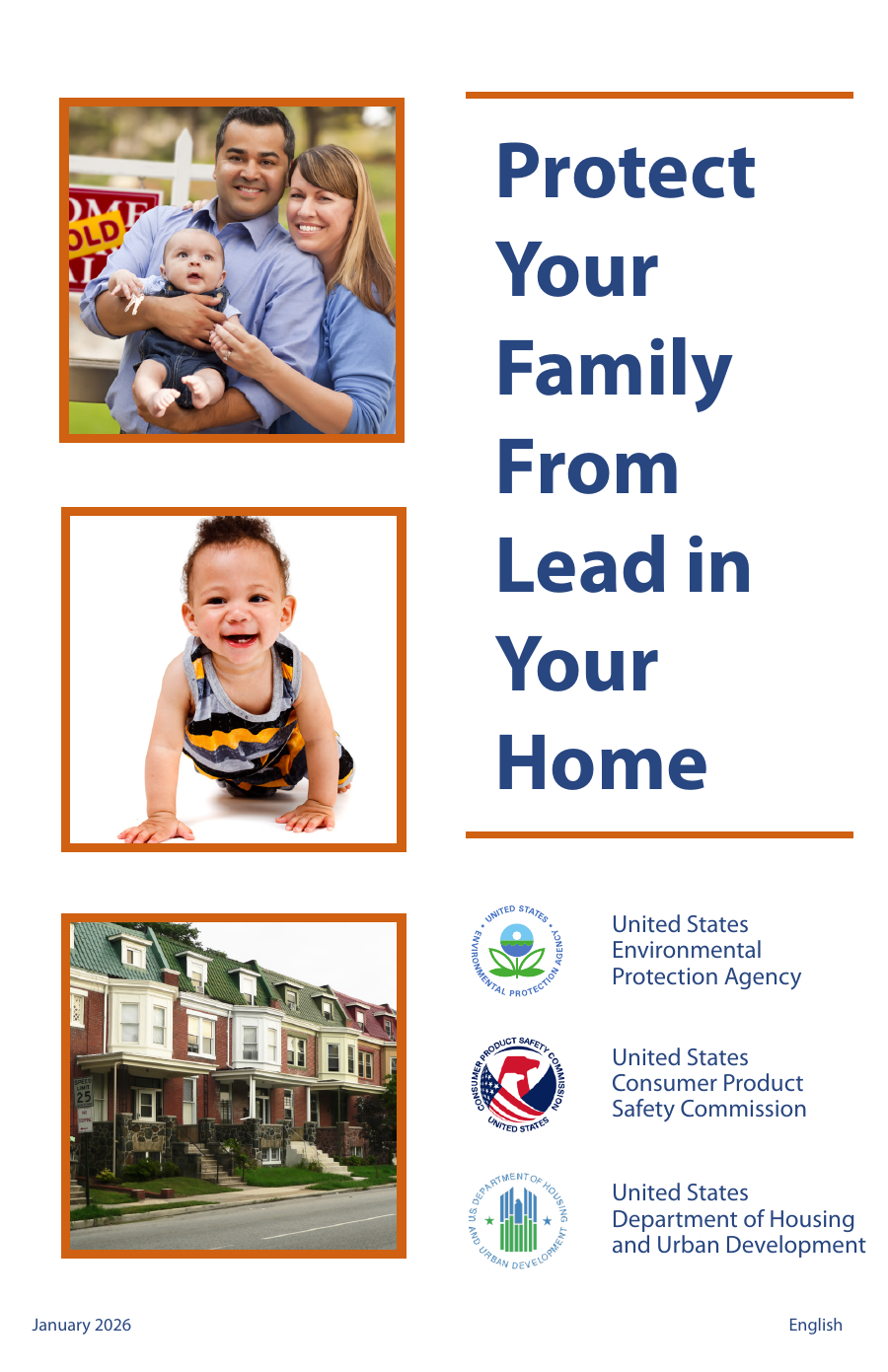 First page of the official U.S. Environmental Protection Agency EPA January 2026 pamphlet Protect Your Family from Lead in Your Home